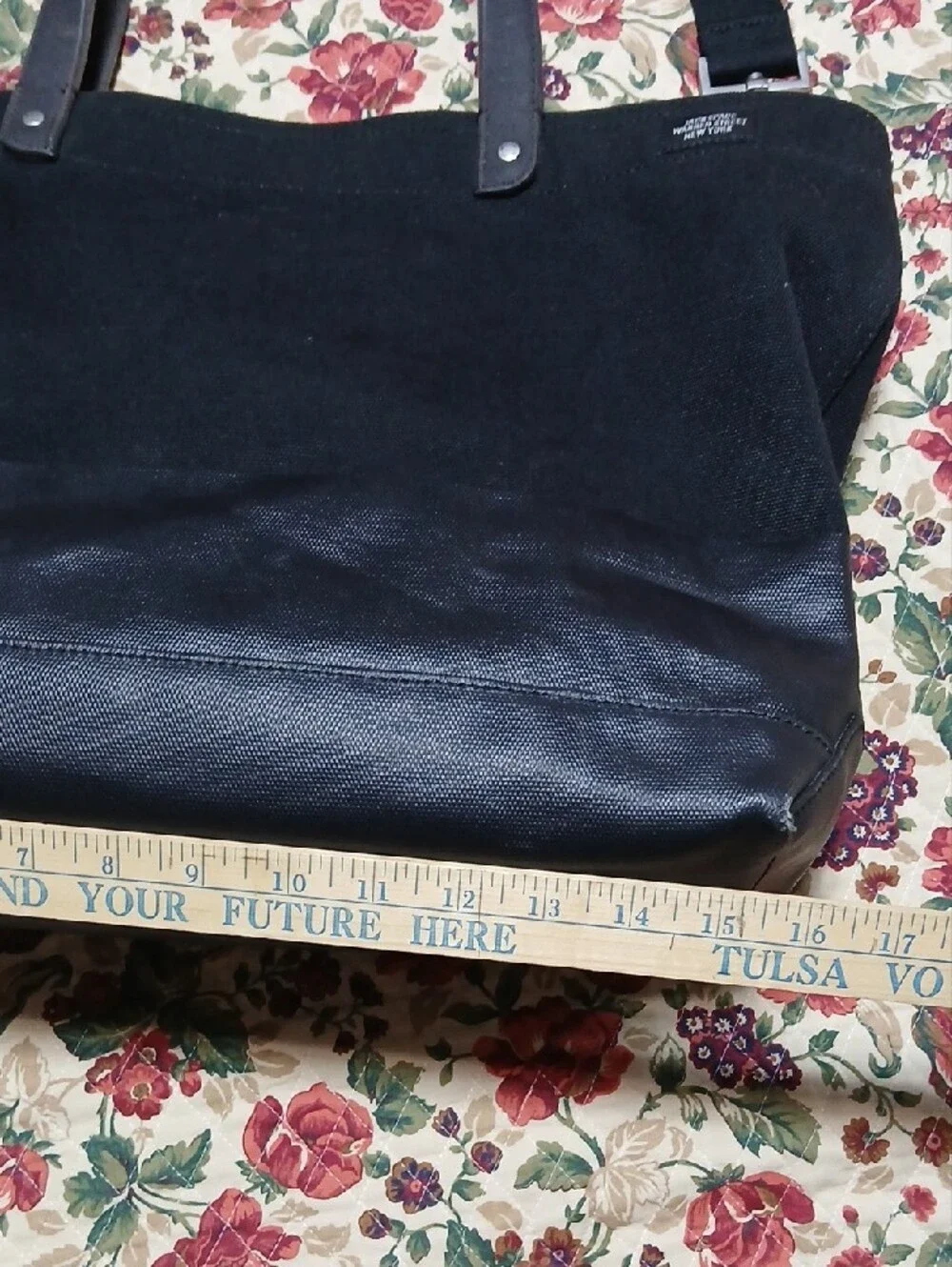 Jack Spade Warren Street Tote Bag Canvas with Black Leather Trim